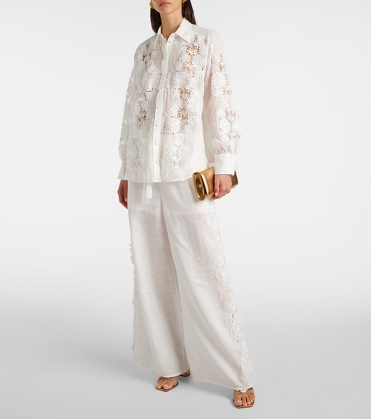 Halliday lace-trimmed ramie shirt