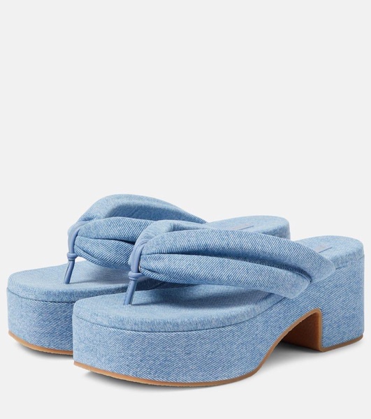 Denim platform thong sandals 