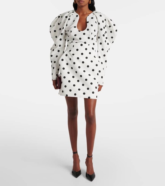 Polka-dot high-rise taffeta miniskirt