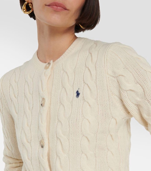 Cable-knit wool and cashmere cardigan