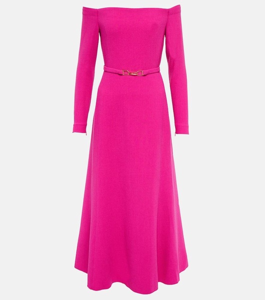 Carole off-shoulder wool gown