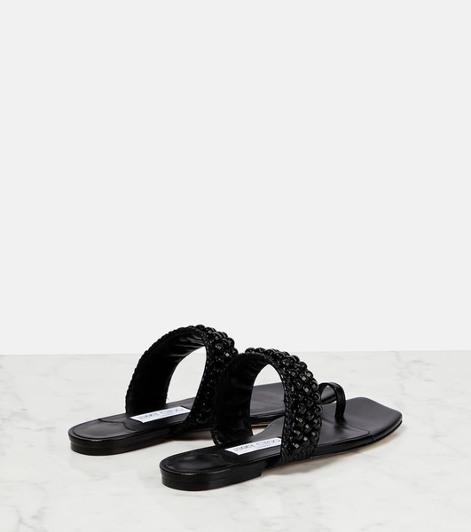 Amoure Flat embellished raffia sandals