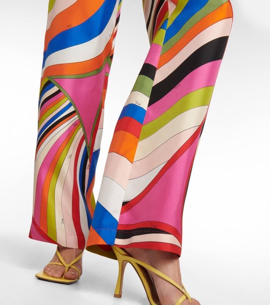 Iride silk twill wide-leg pants