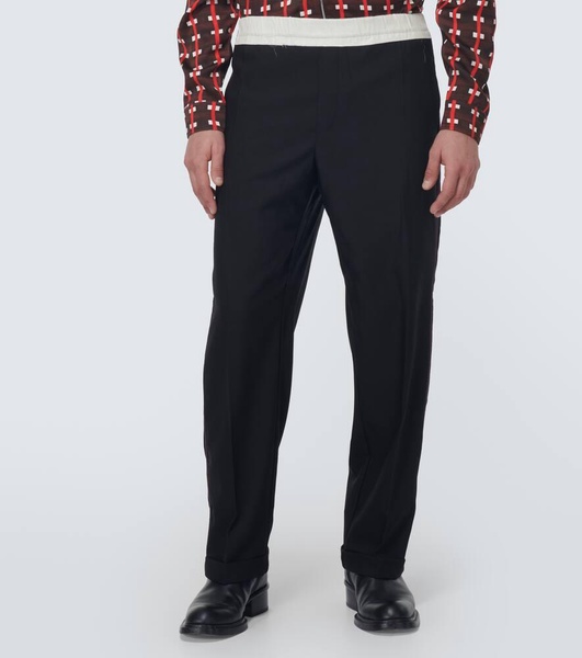 Silk-trimmed wool pants