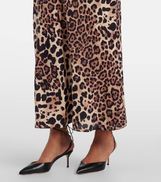 Leopard-print silk midi dress