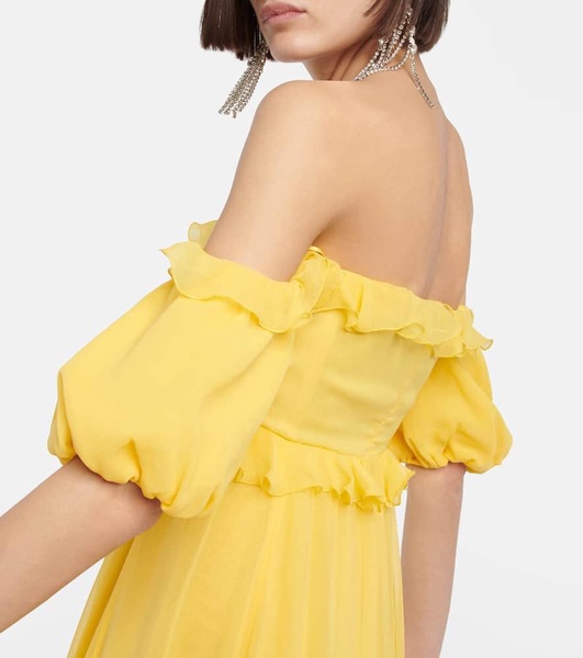 Off-the-shoulder silk gown