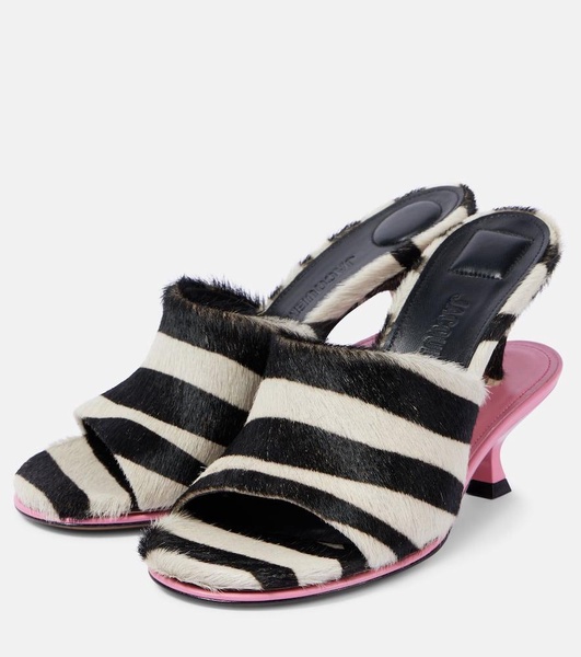 Les Doubles Mules zebra-print calf hair mules