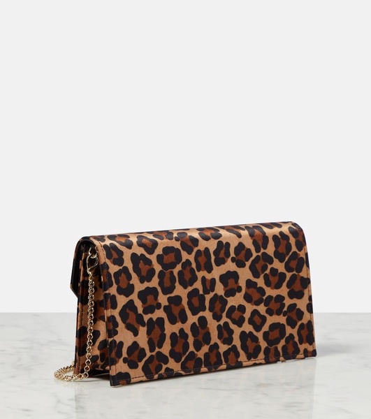 Loubi54 leopard-print satin clutch