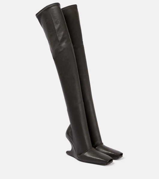 Cantilever leather over-the-knee boots