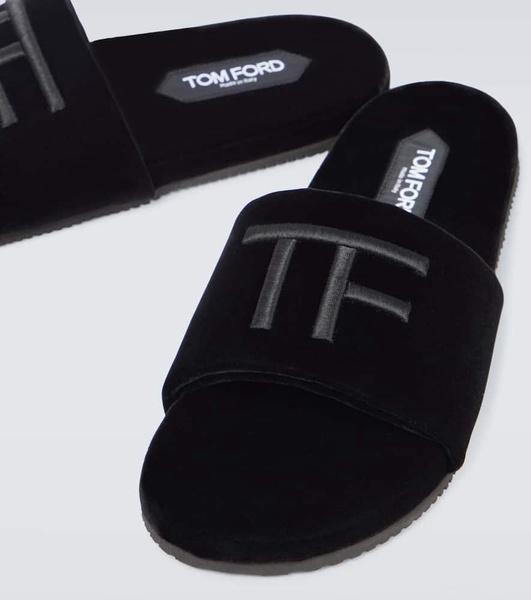 Logo velvet slides 