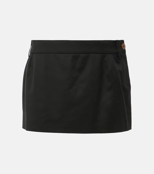 Low-rise wool miniskirt