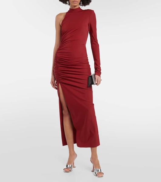 One-shoulder ruched maxi dress