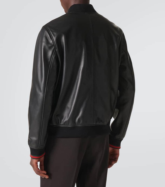 Leather bomber jacket