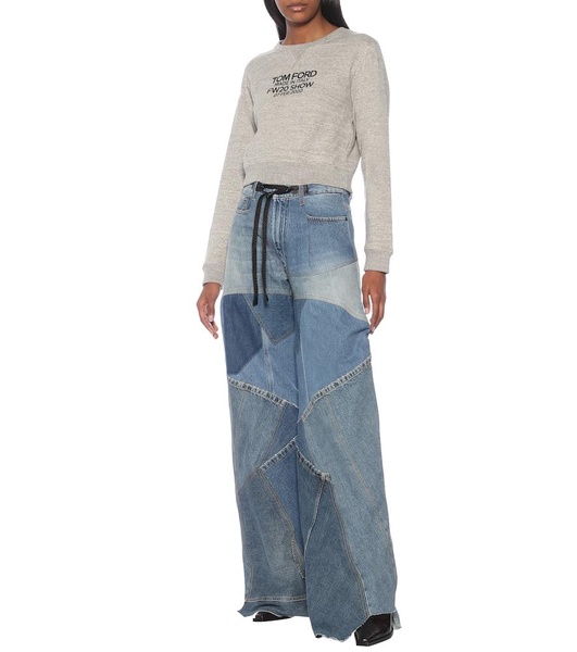 Patchwork high-rise wide-leg jeans