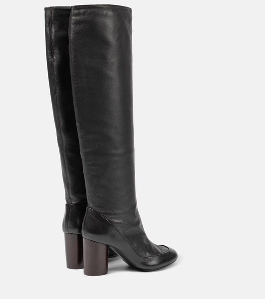 Glove leather knee-high boots