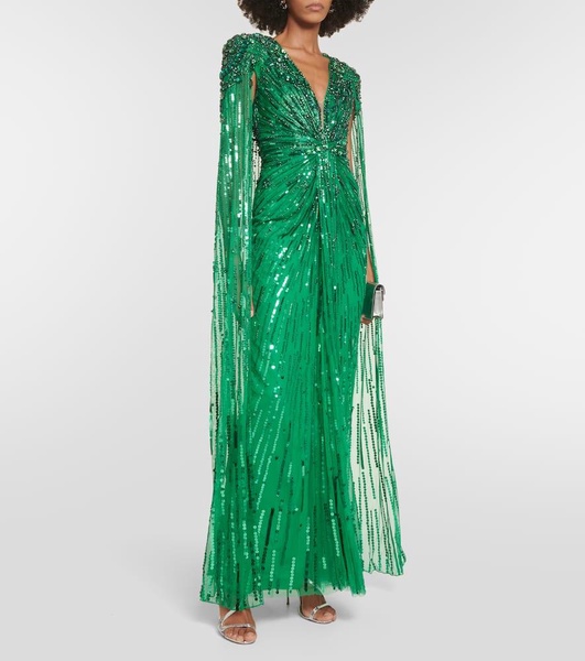 Lotus Lady embellished caped gown