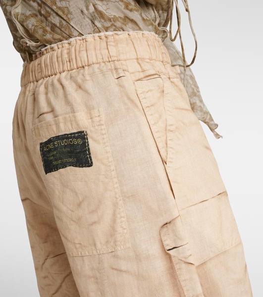 Trompe l'oeil linen and cotton cargo pants