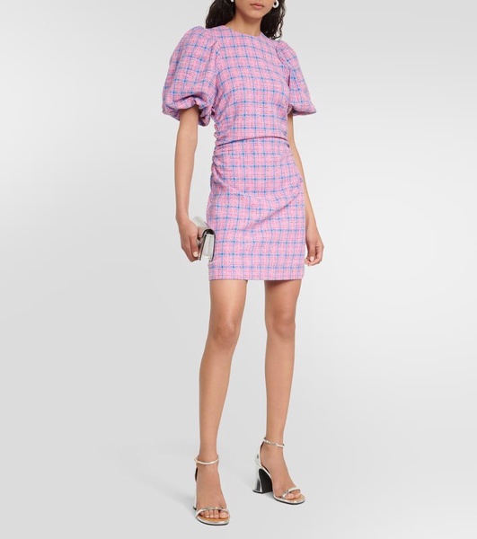 Checked cotton-blend minidress