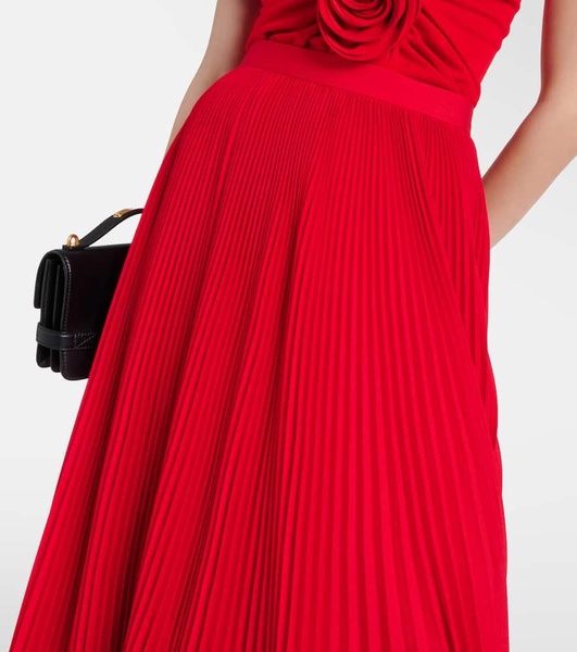 Pleated crêpe maxi skirt