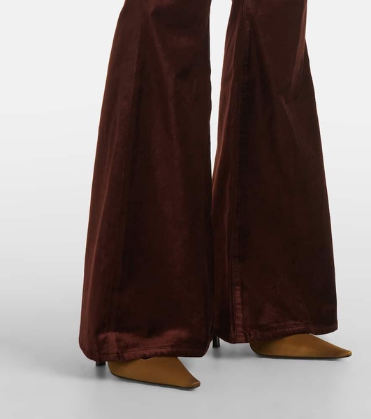 High-rise velvet flared pants