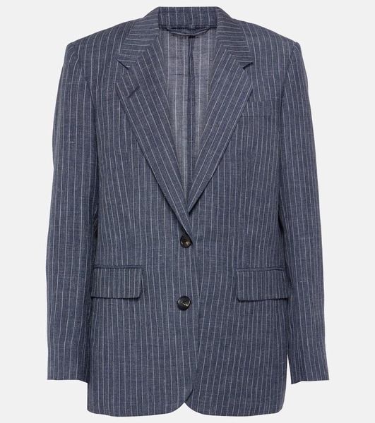 Belia pinstripe linen, wool and silk jacket