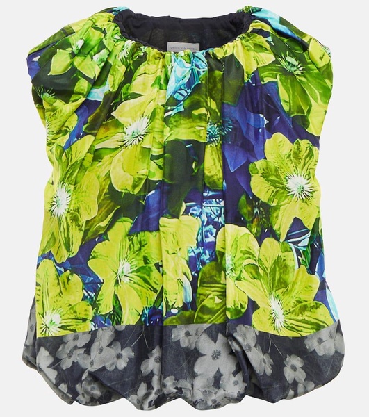 Floral silk and cotton top