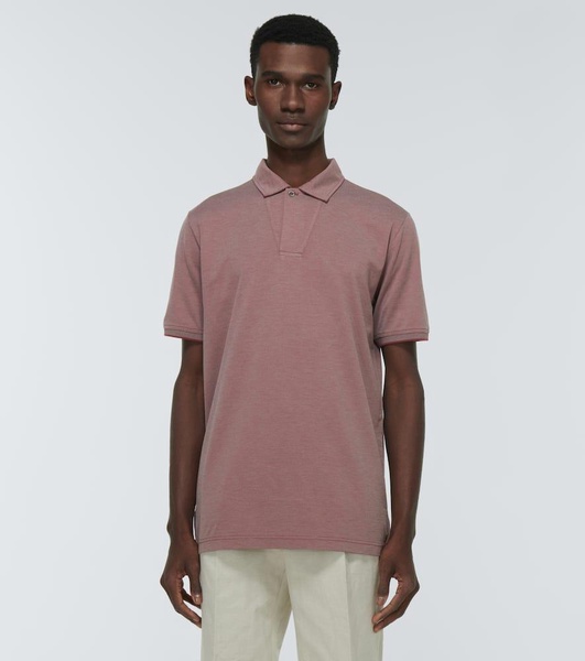 Cotton and silk piqué polo shirt