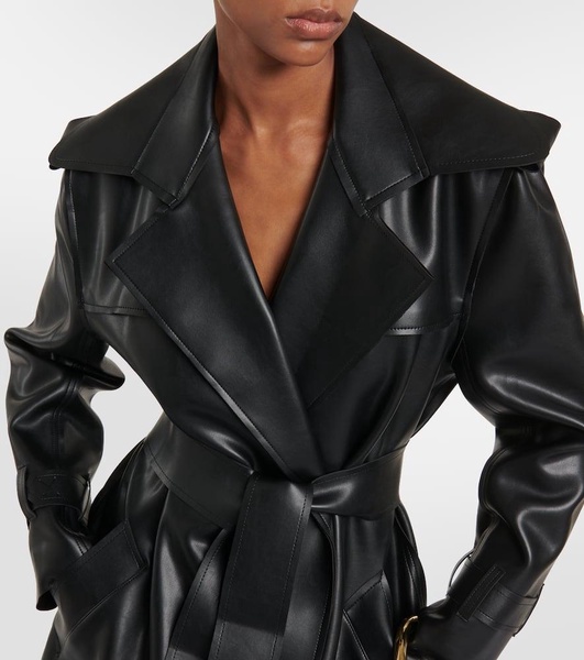 Faux leather trench coat