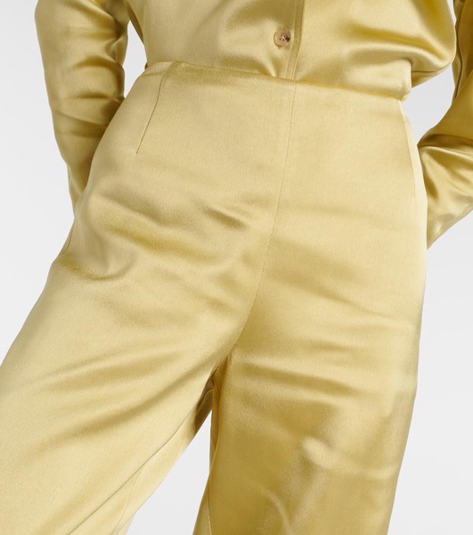 High-rise satin wide-leg pants