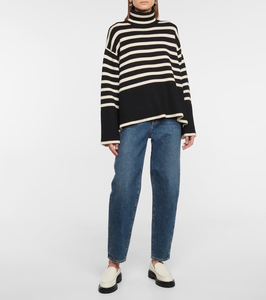 Striped turtleneck wool-blend sweater