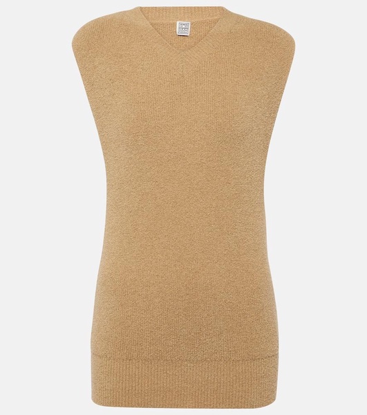 Cotton-blend terry sweater vest