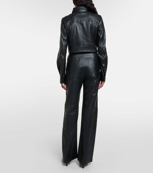 High-rise leather wide-leg pants