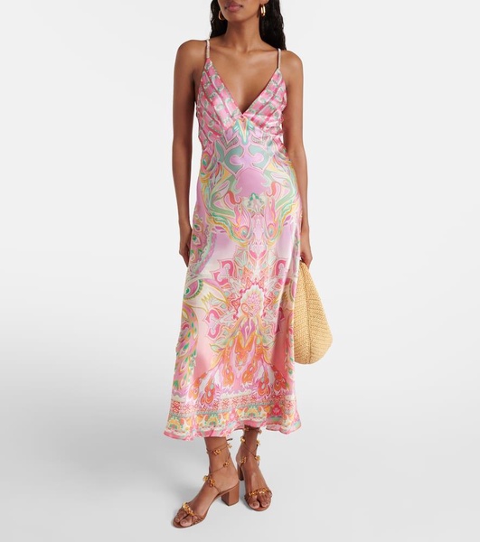 Printed silk slip dress