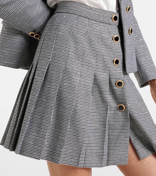 Houndstooth wool-blend miniskirt