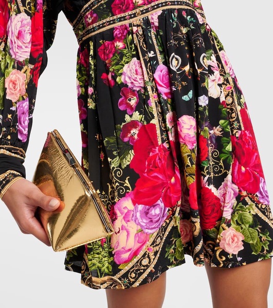 Embellished floral jersey minidress