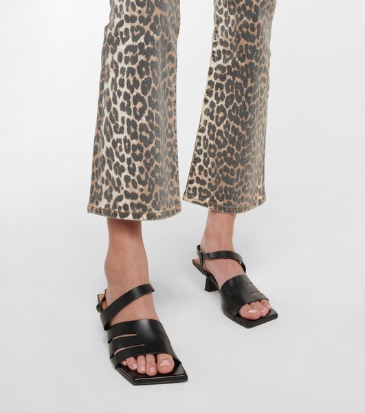 Leopard-print high-rise flared jeans