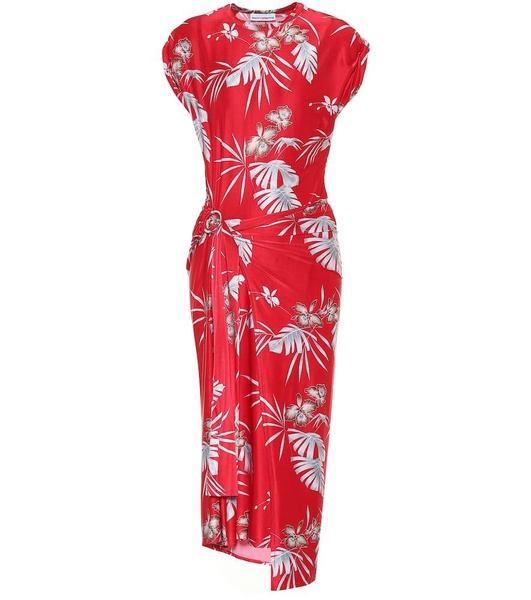 Printed jersey midi wrap dress