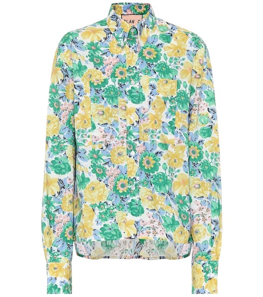 Floral cotton poplin shirt