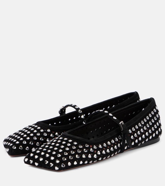 Ane crystal-embellished leather Mary Jane flats