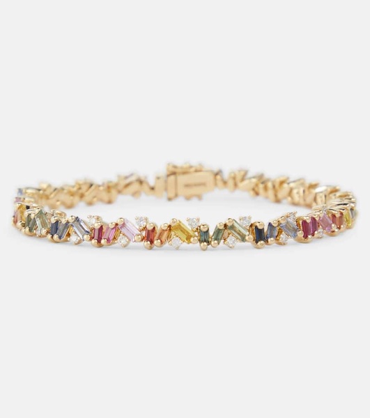 Fireworks 18kt yellow gold bracelet with diamonds and sapphires