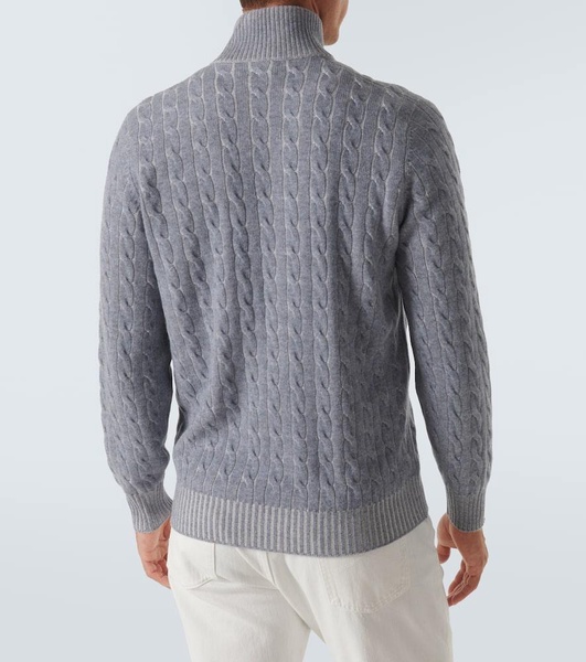 Cable-knit cashmere half-zip sweater