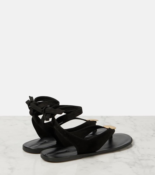 Charm leather thong sandals