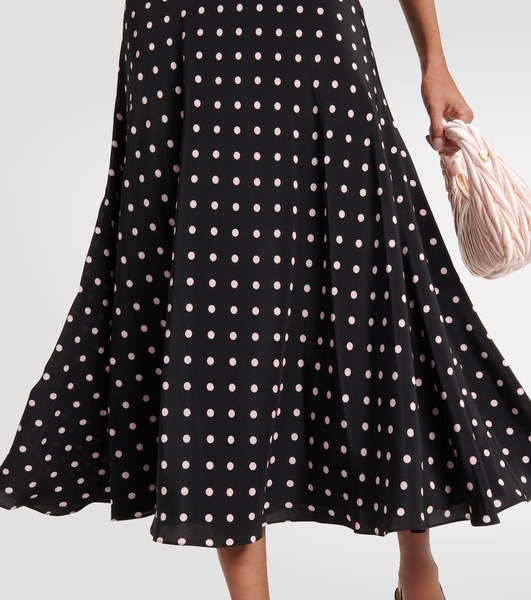 Polka-dot silk midi dress