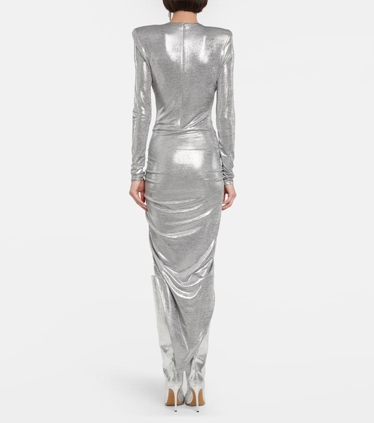 Metallic jersey midi dress