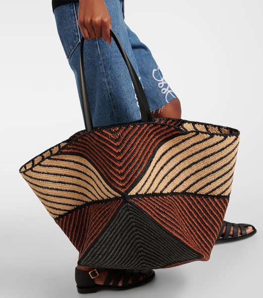 Puzzle Fold XXL raffia tote bag