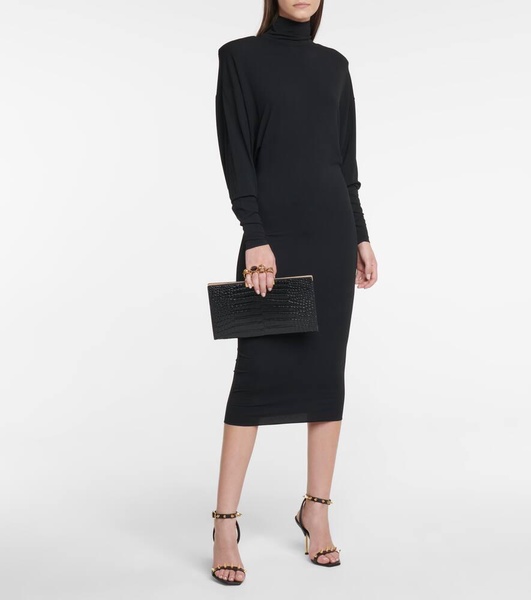 Turtleneck stretch-jersey midi dress