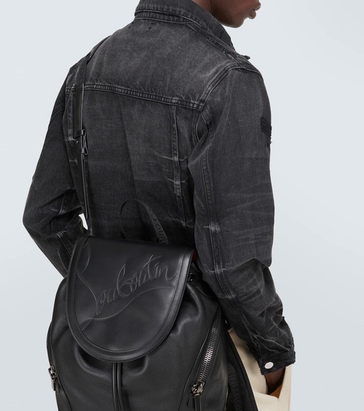 Explorafunk logo leather backpack