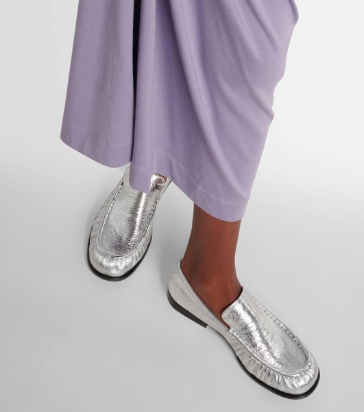 Metallic leather loafers