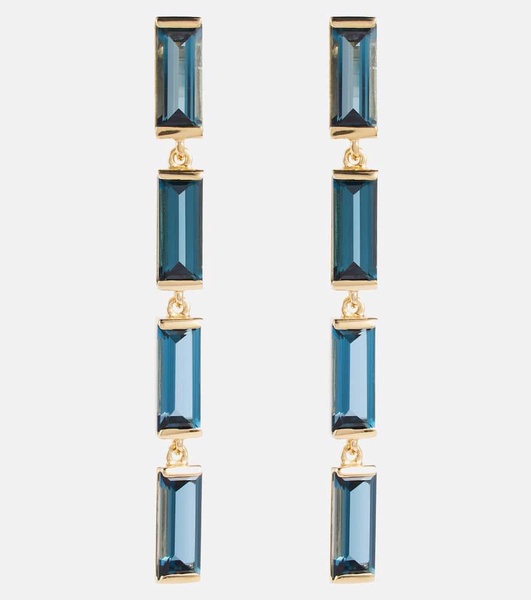 Deco Maxi 9kt gold drop earrings with topaz