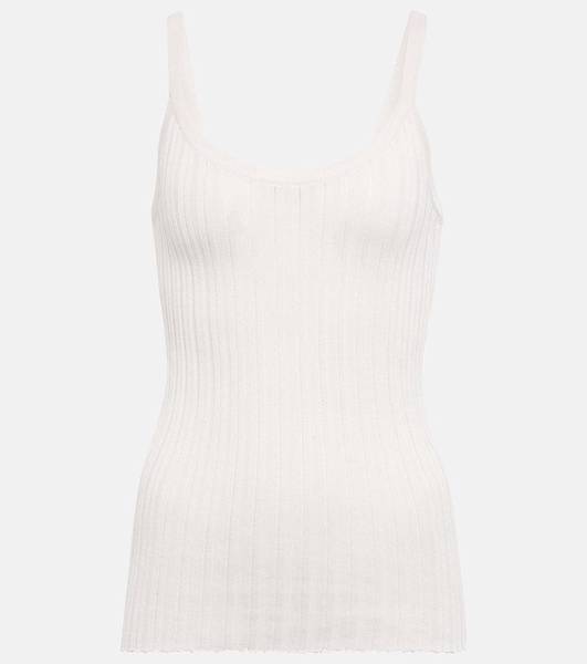 Taro ribbed-knit silk tank top